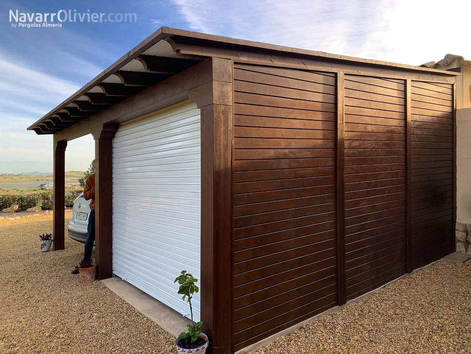 Aparcamiento doble con garaje, NavarrOlivier NavarrOlivier Double Garage Wood Wood effect