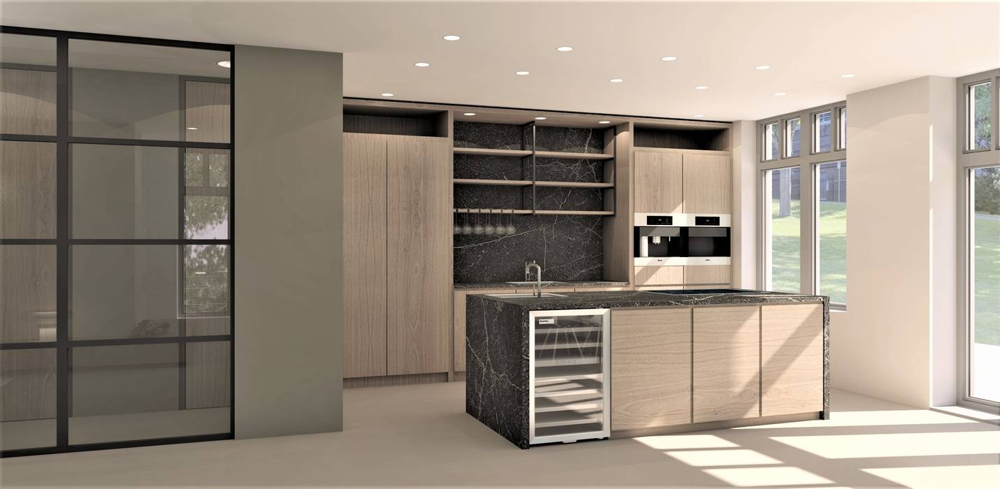 Ontwerp nieuwbouw woning Amersfoort, Studio DEEVIS Studio DEEVIS Modern kitchen Marble