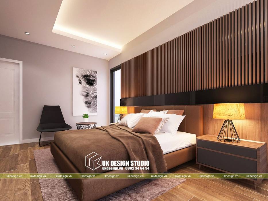 THIẾT KẾ BIỆT THỰ HIỆN ĐẠI SÂN VƯỜN 500M2, UK DESIGN STUDIO - KIẾN TRÚC UK UK DESIGN STUDIO - KIẾN TRÚC UK Small bedroom