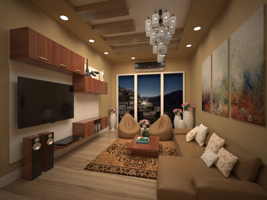 living area interior. Vinra Interiors Classic style living room MDF tv unit,living area,furniture,fall ceiling