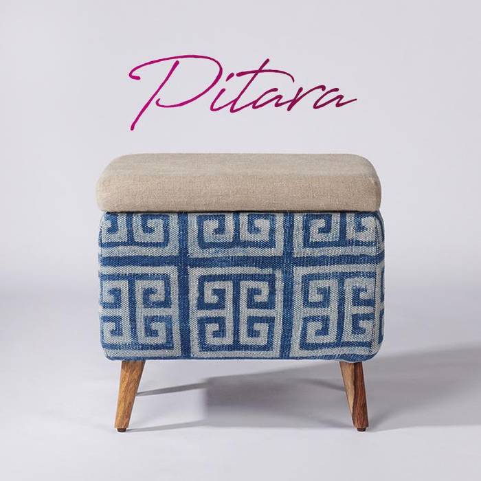 Rajasthan Dhurrie Collection, Sihasn Sihasn Salon moderne Coton Rouge Chaises & poufs