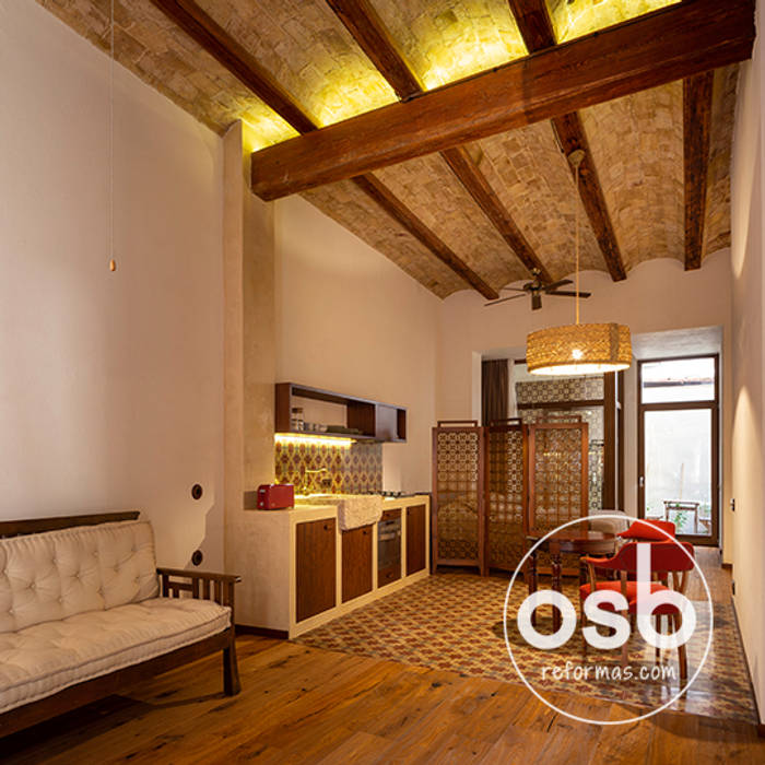 cruz, osb arquitectos osb arquitectos Ruang Makan Gaya Rustic