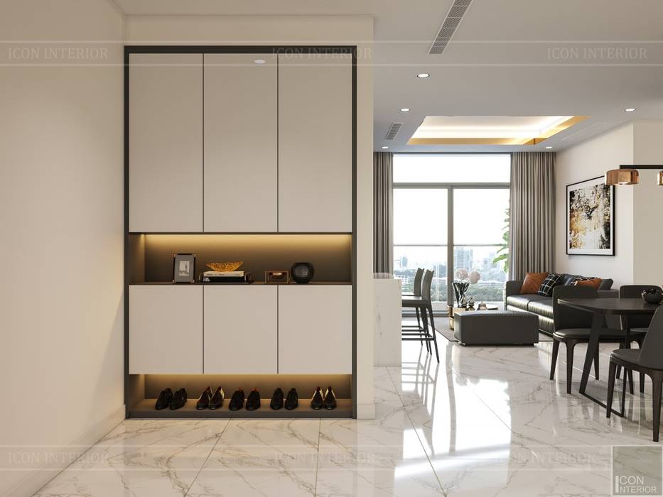 Thiết kế nội thất phong cách hiện đại tiện nghi tại căn hộ Vinhomes Central Park, ICON INTERIOR ICON INTERIOR Cửa ra vào