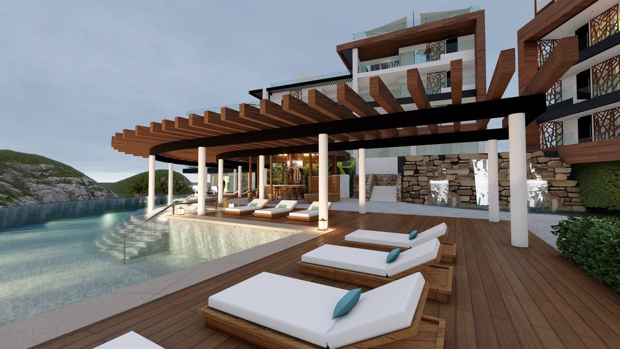 Departamentos en Huatulco, DISARQ ARQUITECTOS DISARQ ARQUITECTOS مسبح لانهائي