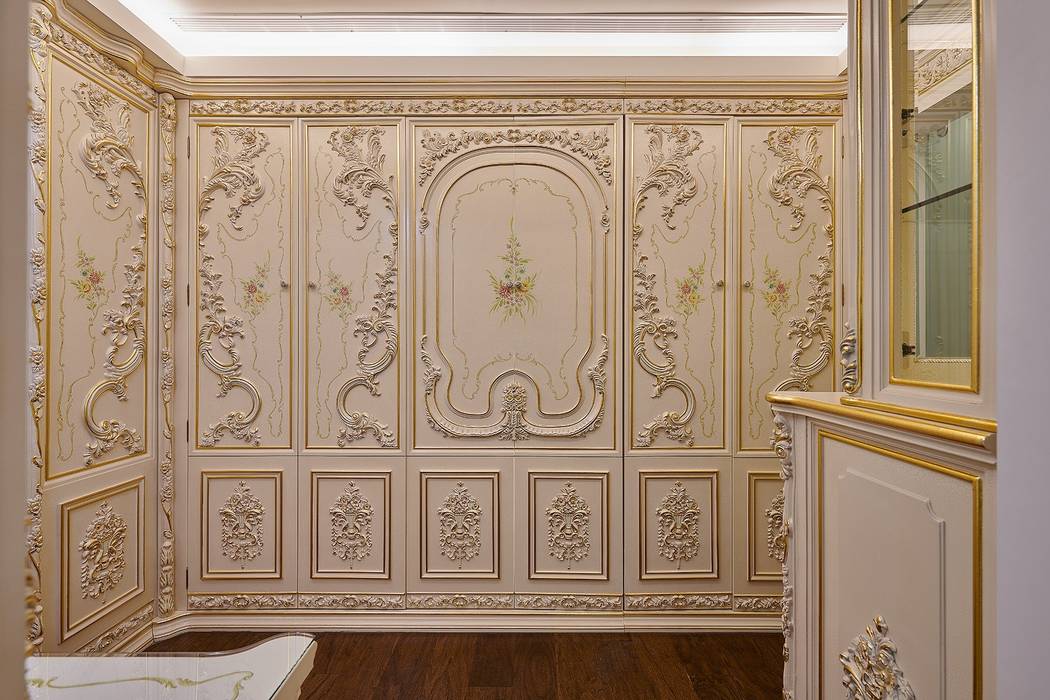 法式古典櫃體門片 歐式藝廊法式新古典設計 更衣室 塑木複合材料 衣櫥與櫥櫃
