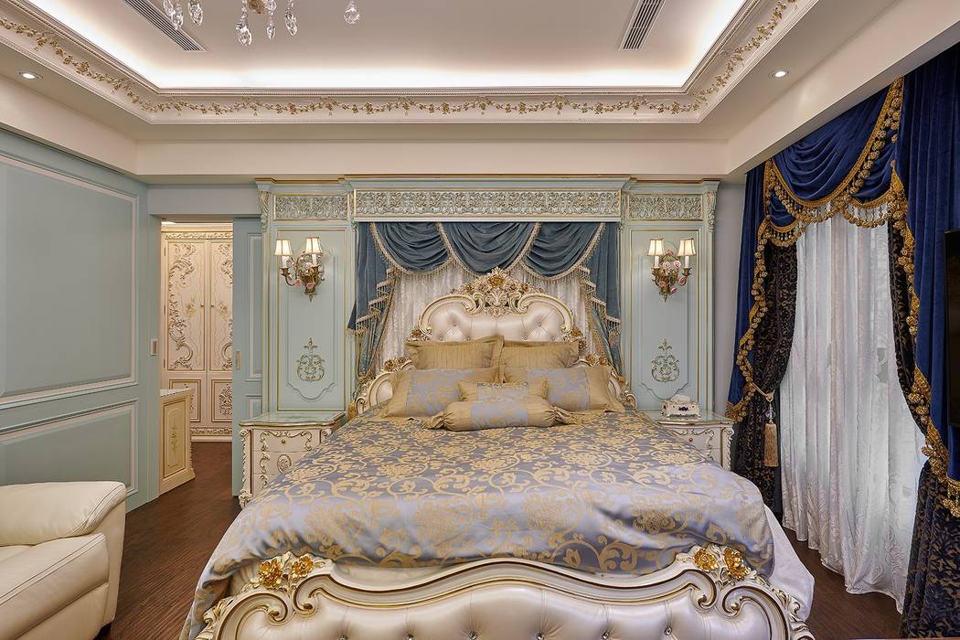 古典床背版＆古典床組 歐式藝廊法式新古典設計 臥室 實木 Multicolored 床與床頭櫃