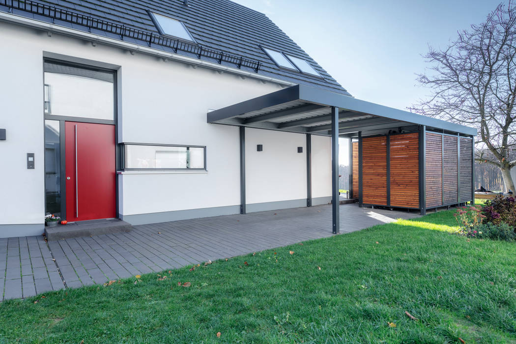 Carport in anthrazit Siebau Raumsysteme GmbH & Co KG Einfamilienhaus Eisen/Stahl modern,Carport,Einfamilienhaus,stilsicher,anthrazit