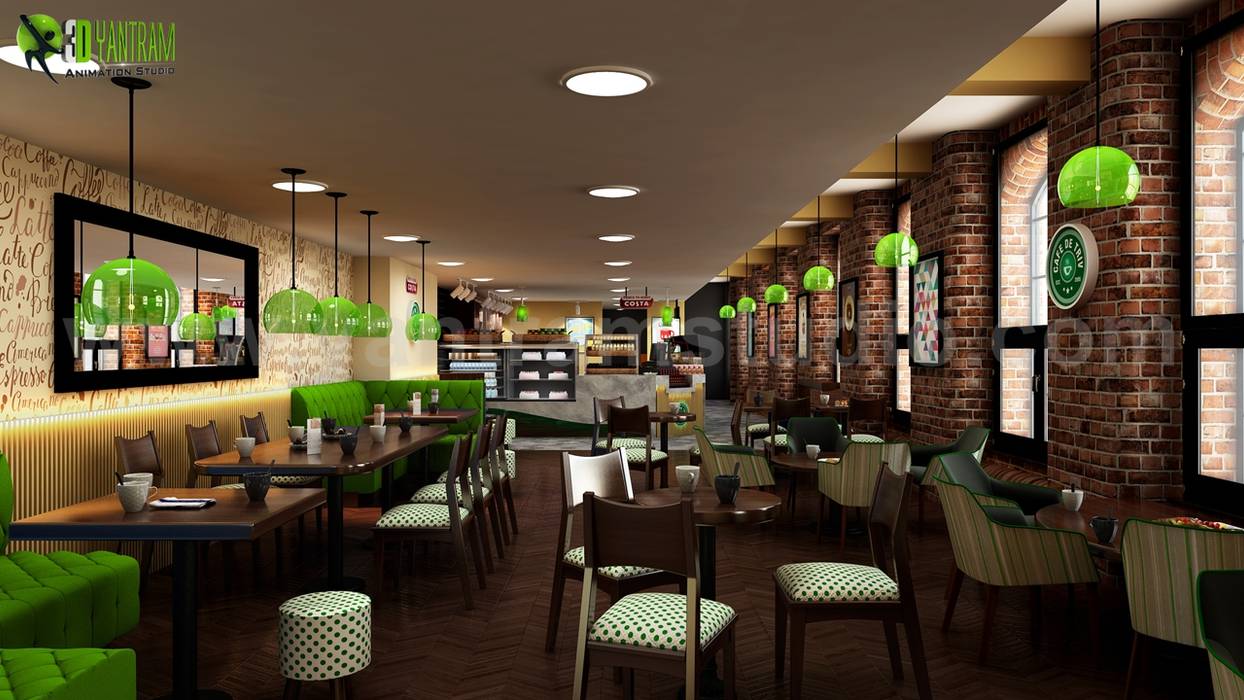 Stunning 3d Modern Cafe Restaurant Ideas By Yantram Interior