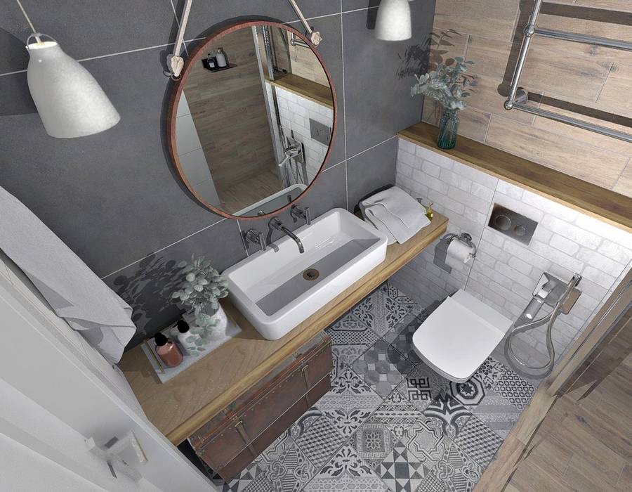 Дизайн проект квартиры 38кв.м, BURo DA BURo DA Industrial style bathroom