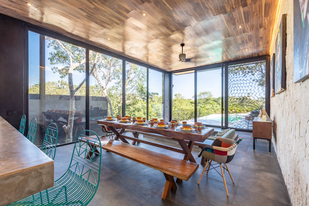 VILLA LAGÚ, Obed Clemente Arquitectos Obed Clemente Arquitectos Dining room لکڑی Wood effect