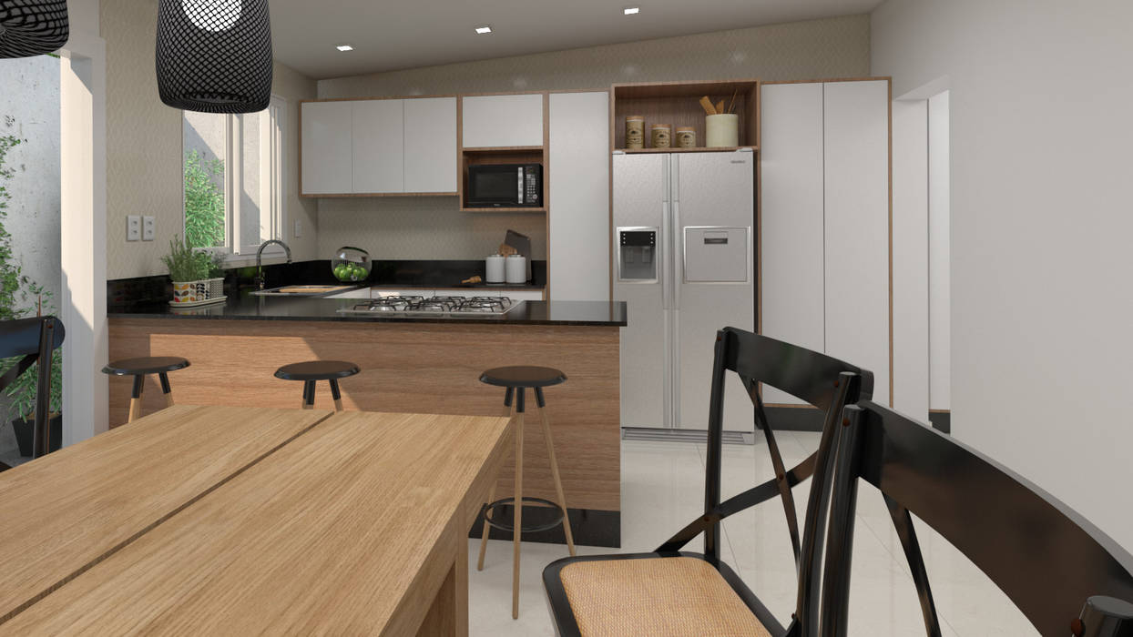 Cozinha, Studio MP Interiores Studio MP Interiores Small kitchens Wood Wood effect