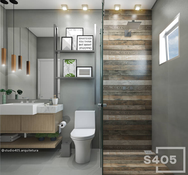 Banheiros, STUDIO 405 - ARQUITETURA & INTERIORES STUDIO 405 - ARQUITETURA & INTERIORES Industrial style bathrooms