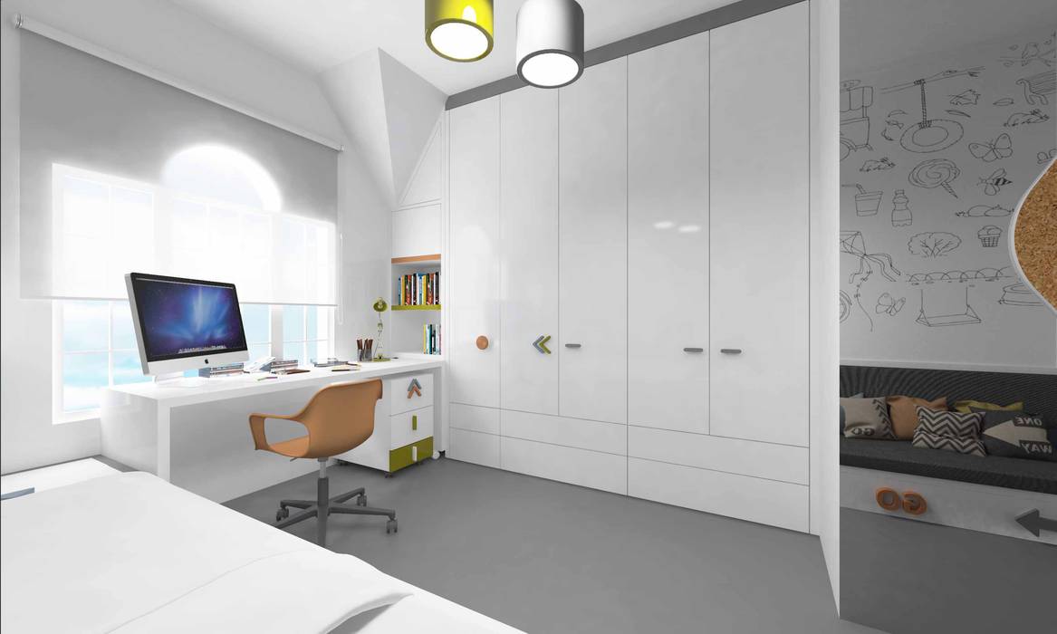 Bosnalı Kids Room, Pebbledesign / Çakıltașları Mimarlık Tasarım Pebbledesign / Çakıltașları Mimarlık Tasarım Erkek çocuk yatak odası