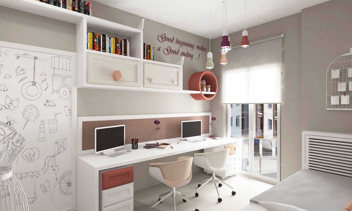 Sumer Kids Room, Pebbledesign / Çakıltașları Mimarlık Tasarım Pebbledesign / Çakıltașları Mimarlık Tasarım Kız çocuk yatak odası