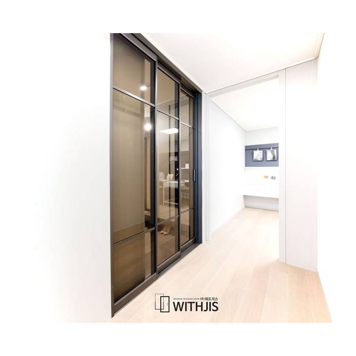 ALU-SD, 2SD-1FIX, Narrow Width Telescopic sliding door (슬라이딩 도어2+ 고정창1, 연동형) WITHJIS(위드지스) 모던스타일 복도, 현관 & 계단 알루미늄 / 아연