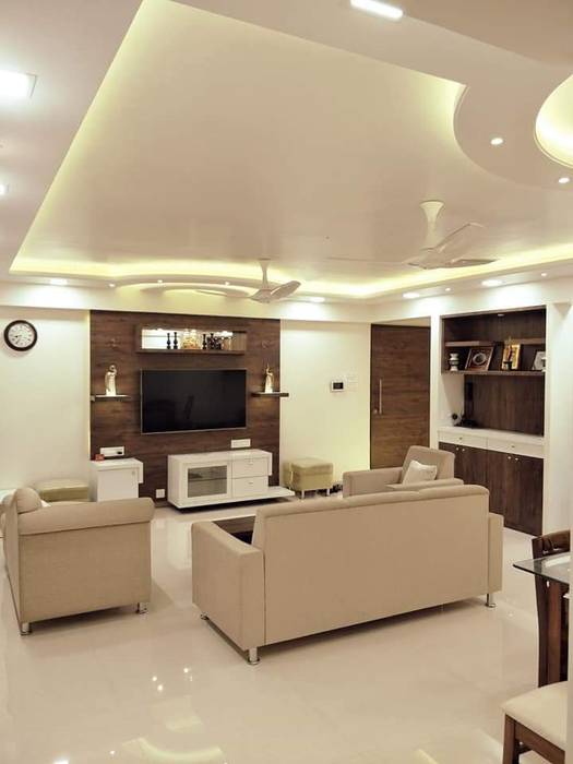 Wohnwand Wohnzimmer Anbauwand 4 Teilig Weiß Hochglanz Beton Colorado