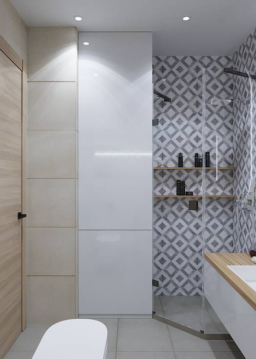 Дизайн - проект двухкомнатной квартиры 77 кв.м. Екатеринбург, CUBE INTERIOR CUBE INTERIOR Modern bathroom