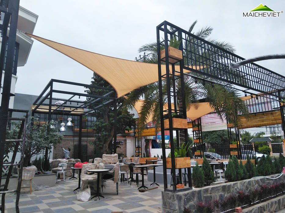 Thiết kế và thi công mái che ngoài trời của quán cà phê Sky Coffee Tiền Giang, Công ty TNHH Havico Việt Nam Công ty TNHH Havico Việt Nam Nhà phong cách Bắc Âu