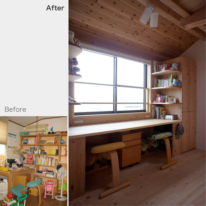 『紫竹の家』 子供部屋, 一級建築士事務所 ネストデザイン 一級建築士事務所 ネストデザイン Girls Bedroom Wood Wood effect