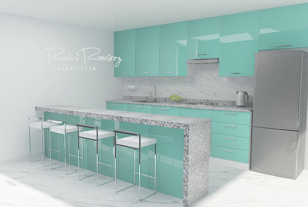 COCINA INTEGRADA EN LA PLAYA, Estudio R&R Estudio R&R Kitchen units