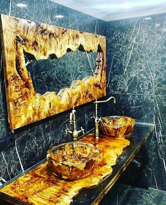 Epoksi Dekorasyon , Luxuryepoxyfurniture Luxuryepoxyfurniture Modern Banyo Ahşap Ahşap rengi