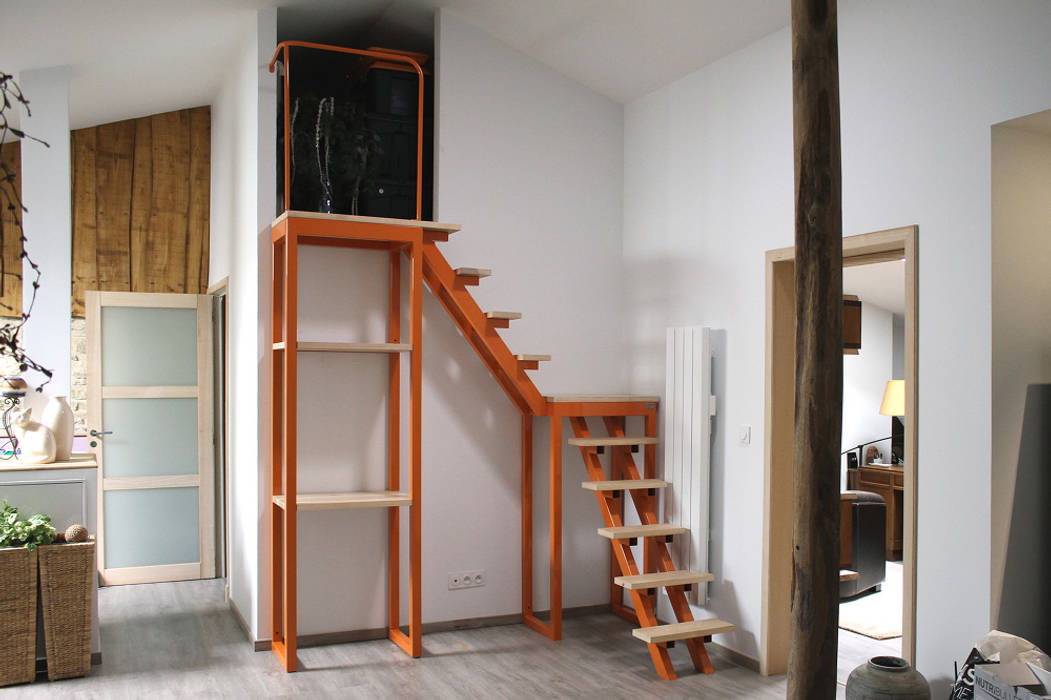 Escalier Mechanical Orange, Atelier Concret Atelier Concret Stairs Iron/Steel Orange