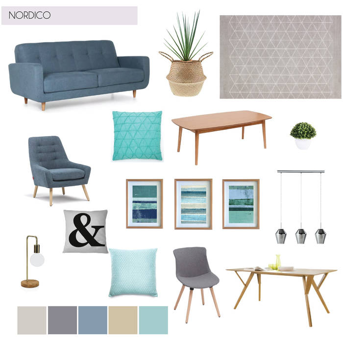 Mood Board para Living Comedor + Paleta de Colores MM Design