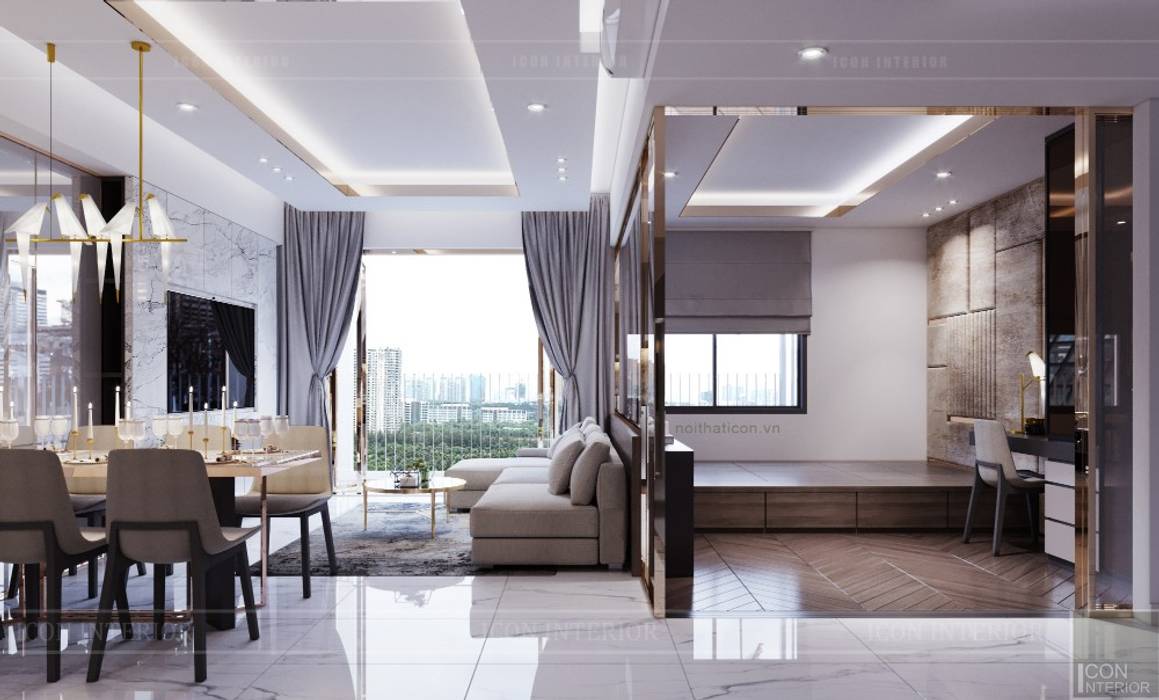 Thiết kế căn hộ Sunrise Cityview - Phong cách hiện đại tiện nghi, ICON INTERIOR ICON INTERIOR Living room