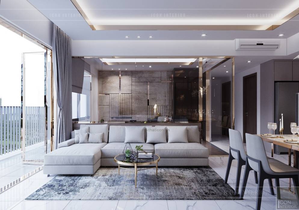 Thiết kế căn hộ Sunrise Cityview - Phong cách hiện đại tiện nghi, ICON INTERIOR ICON INTERIOR Living room