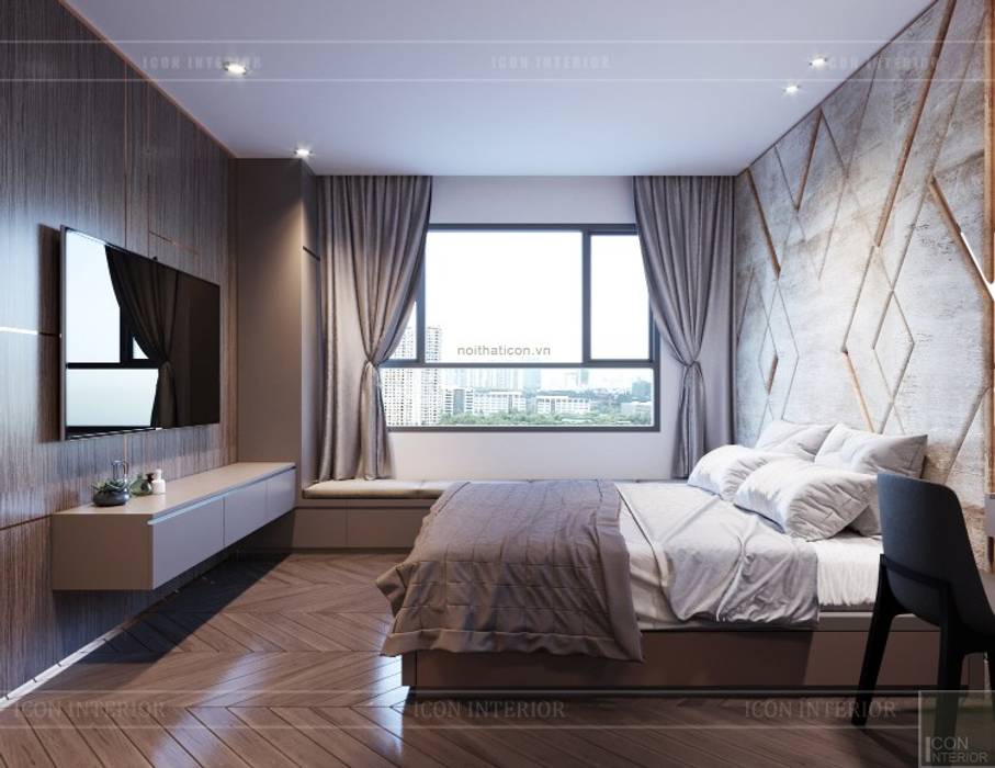 Thiết kế căn hộ Sunrise Cityview - Phong cách hiện đại tiện nghi, ICON INTERIOR ICON INTERIOR ห้องนอน