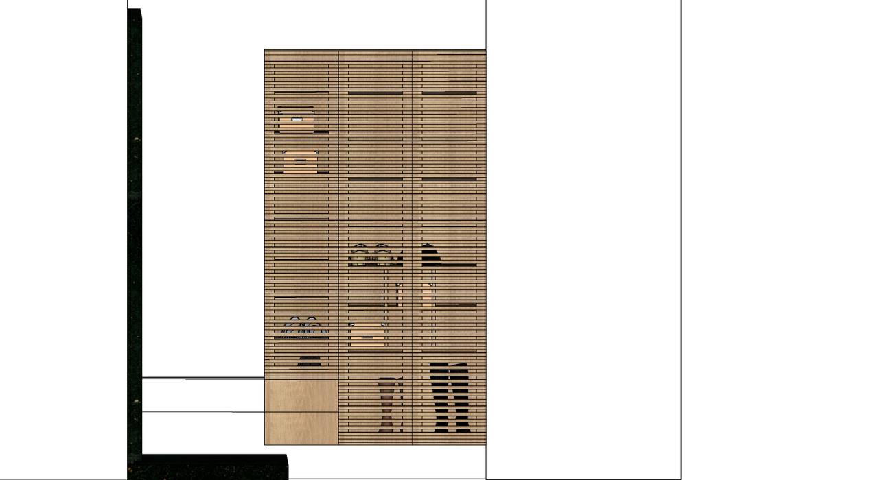 車庫鞋櫃-3D圖 houseda Double Garage لکڑی Wood effect