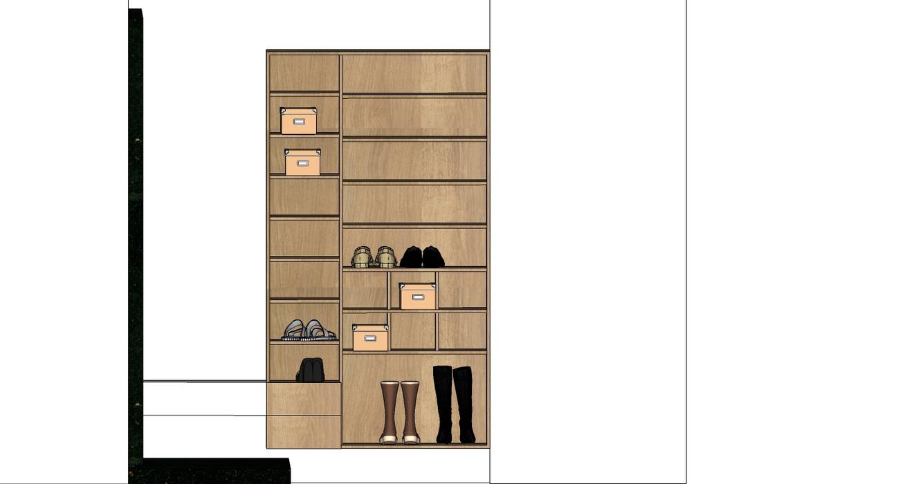 車庫鞋櫃-3D圖 houseda Double Garage Wood Wood effect