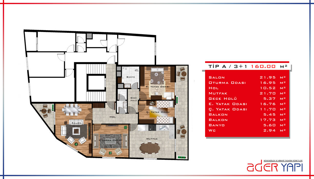 Projelendirme ve 3D plan hazırlaması, AderYapı AderYapı منزل عائلي كبير الخرسانة