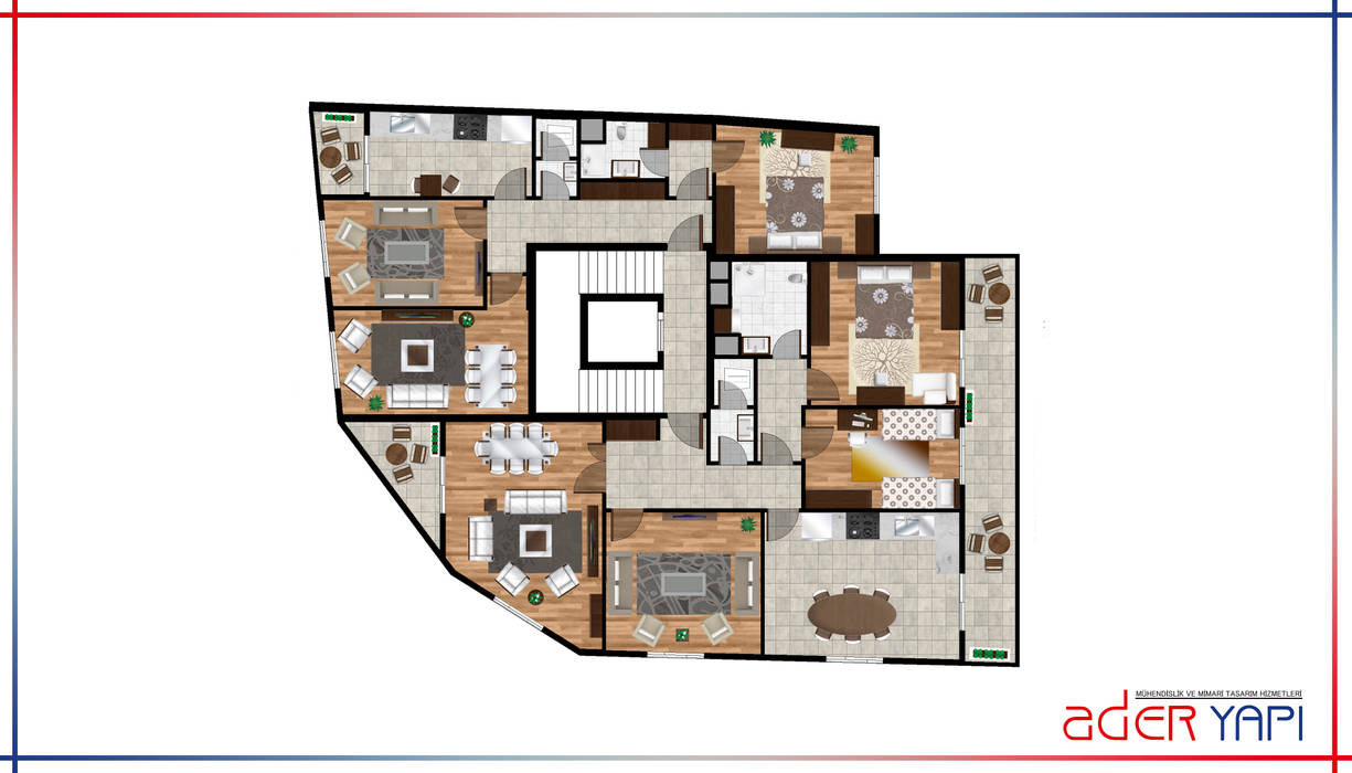 Projelendirme ve 3D plan hazırlaması, AderYapı AderYapı منزل عائلي كبير أسمنت