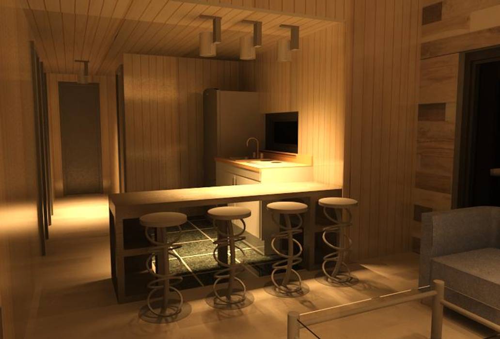 cocina americana casa minimalista Incove - Casas de madera minimalistas