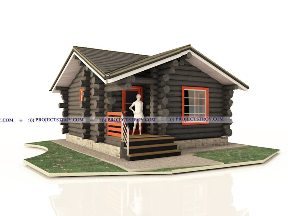 Одноэтажная баня, Projectstroy Projectstroy Wooden houses Wood Wood effect