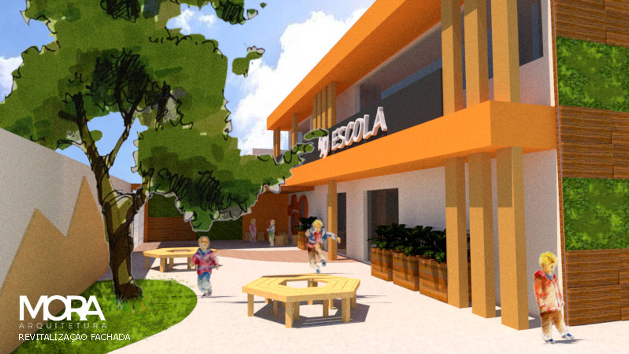 Fachada Escola | Projeto para nova fachada, MORA Arquitetura MORA Arquitetura Commercial spaces Schools