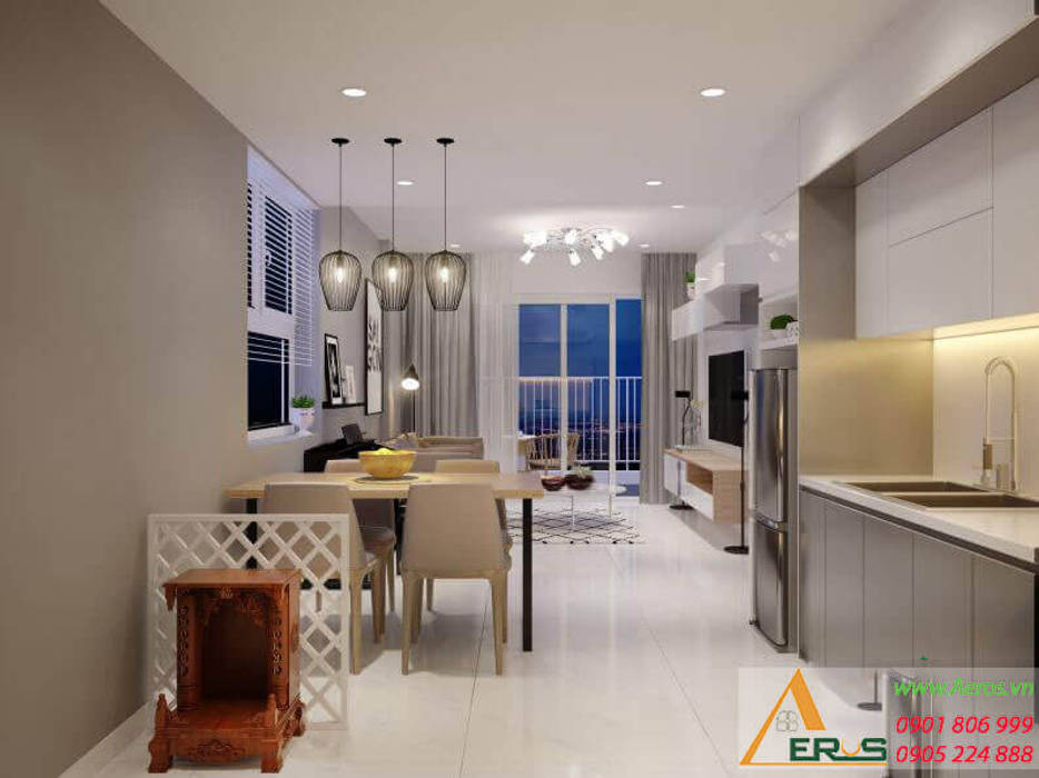 Thiet ke thi cong noi that can ho chung cu anh Toan - DreamHome Go Vap, xuongmocso1 xuongmocso1 Commercial spaces Tòa nhà văn phòng