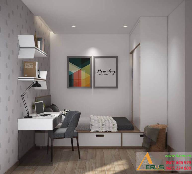 Thiet ke thi cong noi that can ho chung cu anh Toan - DreamHome Go Vap, xuongmocso1 xuongmocso1 Commercial spaces Tòa nhà văn phòng