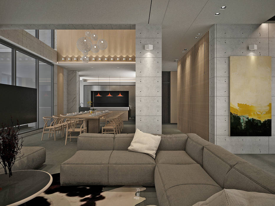 客廳空間3D圖 竹村空間 Zhucun Design 现代客厅設計點子、靈感 & 圖片