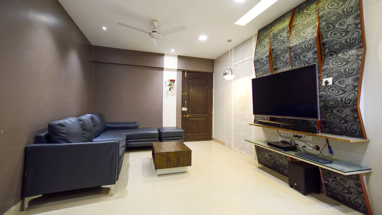 2BHK, Brahma Avenue, Kondhawa, Design Evolution Lab Design Evolution Lab Modern living room