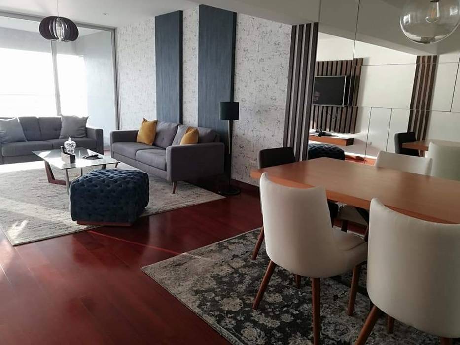 Departamento con vista espectacular al Malecon, Alicia Ibáñez Interior Design Alicia Ibáñez Interior Design Гостиная в стиле модерн