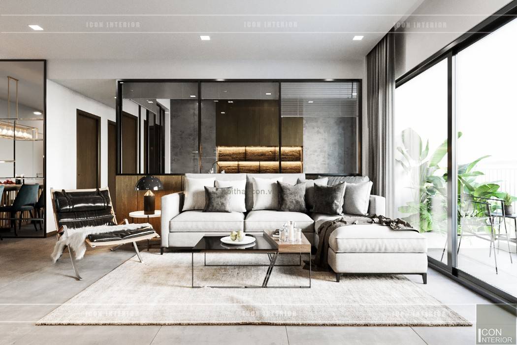 Thiết kế nội thất căn hộ Sunrise Cityview - Phong cách hiện đại sang trọng, ICON INTERIOR ICON INTERIOR Phòng khách