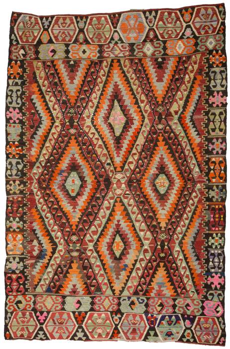 Kilim Rugs , Heritage Nomadic Art Gallery Heritage Nomadic Art Gallery Jardín interior Lana Naranja Paisajismo de interiores