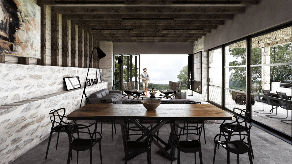 SAHAI UXAN, Mouret Arquitectura Mouret Arquitectura Rustic style dining room