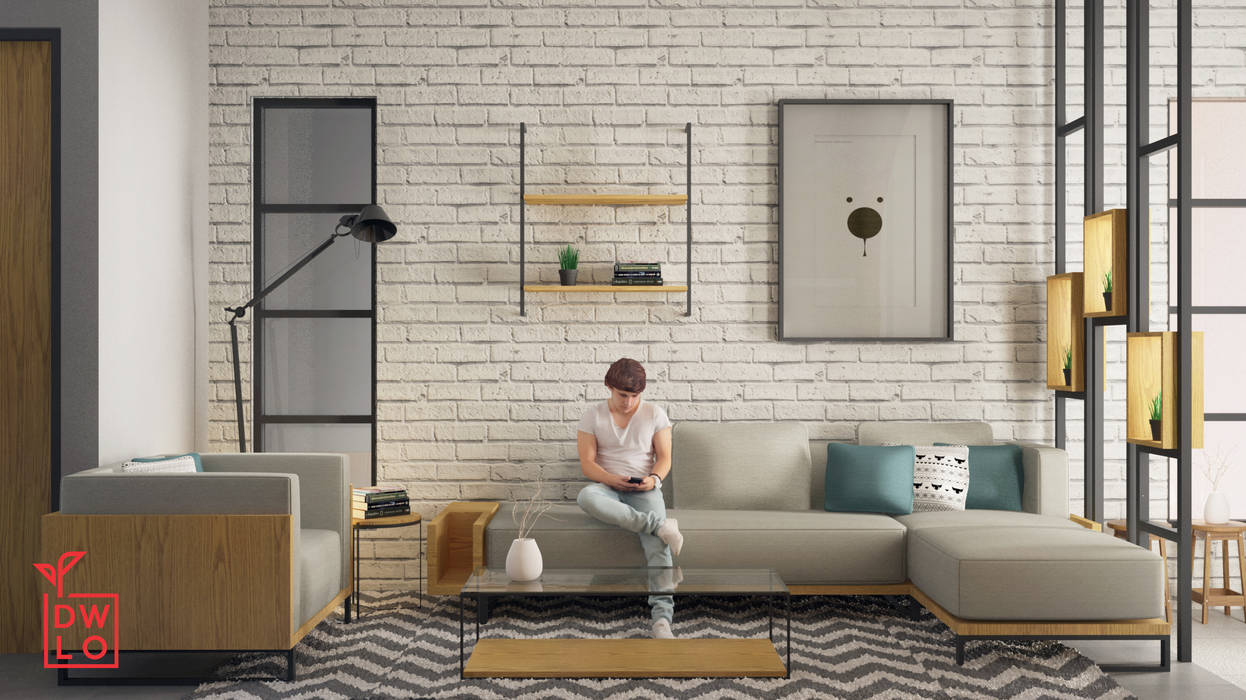 D&A House Cimanggis, Dwello Design Dwello Design Industrial style living room Bricks