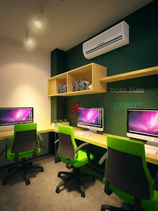 Office space karawaci, Dwello Design Dwello Design Oficinas y bibliotecas de estilo industrial