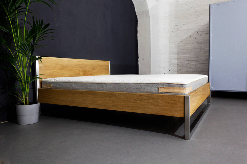 Nature Oak Bett Edelstahl Und Massivholz Kombiniert Von N51e12 Design Manufacture Minimalistisch Holz Holznachbildung Homify