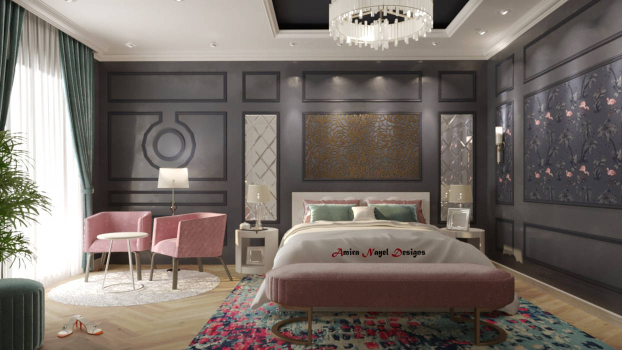 تصميم غرفة نوم رئيسية, AmiraNayelDesigns AmiraNayelDesigns Dormitorios clásicos