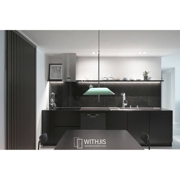 간살디자인 슬라이딩도어, WITHJIS(위드지스) WITHJIS(위드지스) Nowoczesna jadalnia Aluminium/Cynk